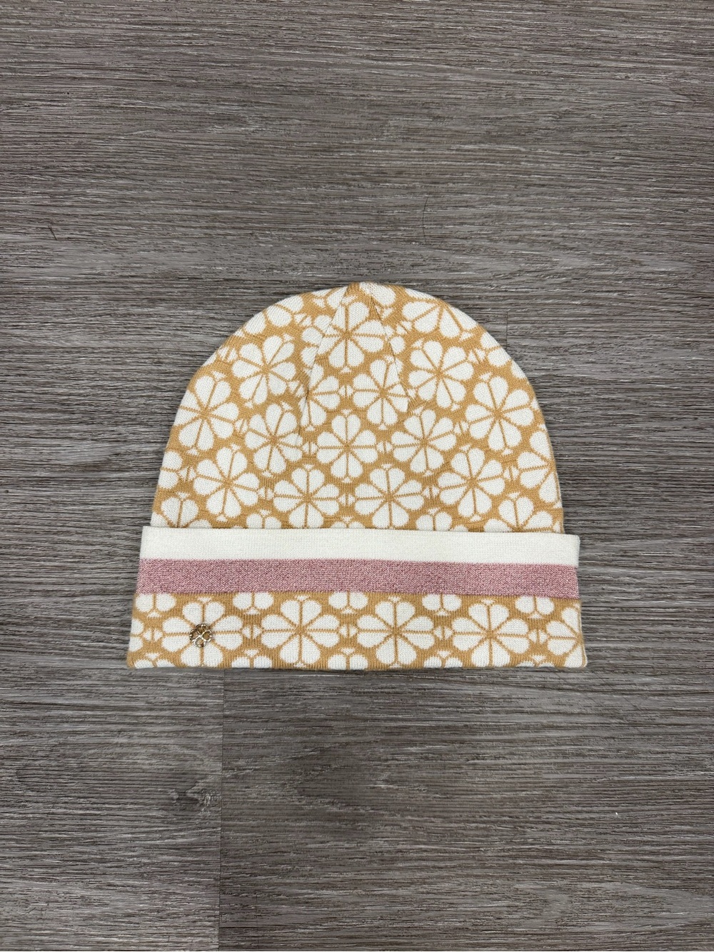 Kate Spade Floral Beanie in Mustard and Pink